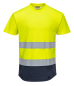Preview: Warnschutz Kontrast T-Shirt mit Mesheinsatz