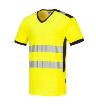 Warnschutz-T-Shirt mit V-Ausschnitt und Mesh-Einsatz "PW3"