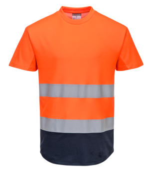 Warnschutz Kontrast T-Shirt mit Mesheinsatz