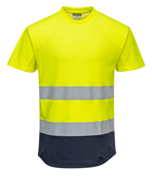 Warnschutz Kontrast T-Shirt mit Mesheinsatz