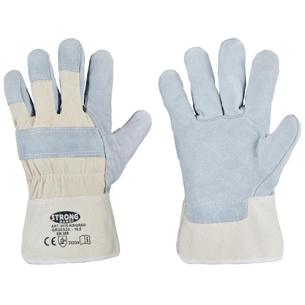 Rind-Spaltleder-Handschuh "K S"