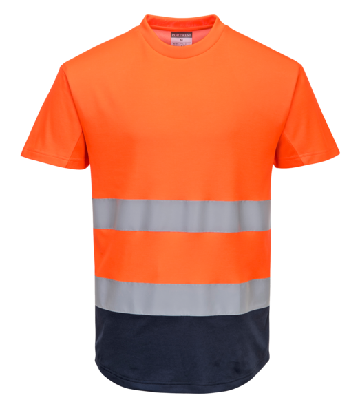 Warnschutz Kontrast T-Shirt mit Mesheinsatz